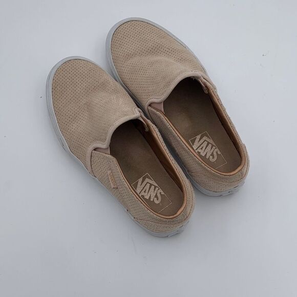 Vans woman’s dusty rose pink Perforated Slip-On Suede leather shoes size 7.5 - Picture 6 of 10